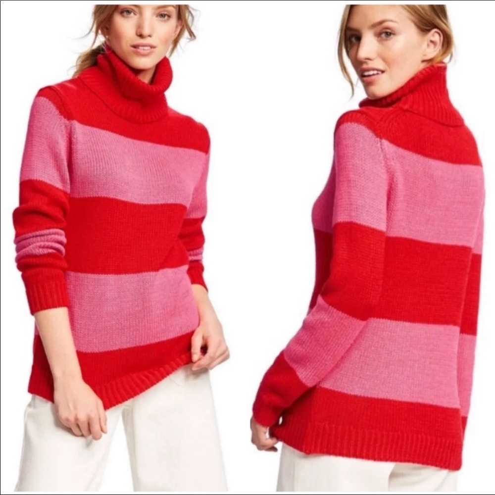 Red and Pink Striped Sweater